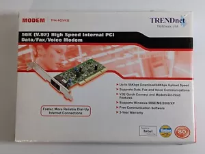 NEW TrendNet 56K High Speed Internal PCI Data/Fax/Voice Modem Model TFM-PCIV92I - Picture 1 of 6