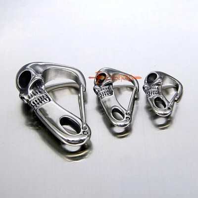 Solid Stainless Steel Skull Keychains Belt Clip Key Holder Wallet Hook Keyring - Image 1 of 4