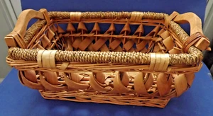 RECTANGULAR WICKER BASKET RATTAN WOVEN PLAIN 15" X 10" X 5" - Picture 1 of 6