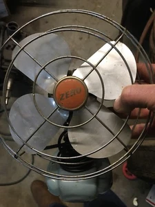 Antique working Mid Century 12"  blade 1-SPEED FAN - Aluminum Blade - Picture 1 of 3