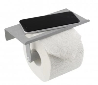 AXENTIA Soporte de papel higiénico con ESTANTE PLATA Soporte de papel higiénico Soporte de rollo de papel