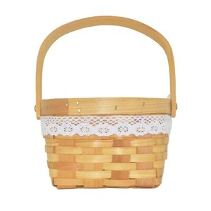 Flower Girl Basket Wooden Flower Basket Woven Flower BasketWedding Flower Gir... - Picture 1 of 7