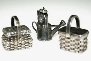 Vintage 925 Sterling Silver Picnic Basket / Rabbit Charms (You Choose) - Picture 1 of 19