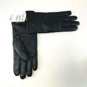 Famous Label Black Leather Sherpa Lined Mens Winter Gloves Medium NWT $69