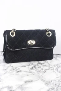 Russell & Bromley Schultertasche schwarz gesteppt Wildleder Kettenriemen - Bild 1 von 13