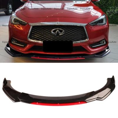 For Infiniti Q50 Q60 Q70 Front Bumper Lip Spoiler Splitter Gloss Black Red Foto 1 de 4