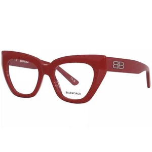 Balenciaga BB0238O 003 Argento Rosso Occhi di Gatto Occhiali da Donna Montature Autentici - Foto 1 di 6
