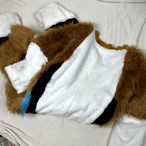 Costume de mascotte husky à fourrure longue ou renard combinaison adulte costume d'Halloween cosplay