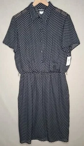 Positive Attitude Womens Size 16 Black Polka Dot Polyester Dress NWT - Picture 1 of 11