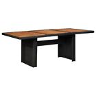 Garden Dining Table Poly Rattan Black 2x1m Solid Acacia Wood Tabletop Furniture