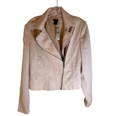 ¡Nuevo! Chaqueta Moto Ann Taylor Mujer Rosa Rubor Cremallera Asimétrica, Talla 8 Foto 1 de 4
