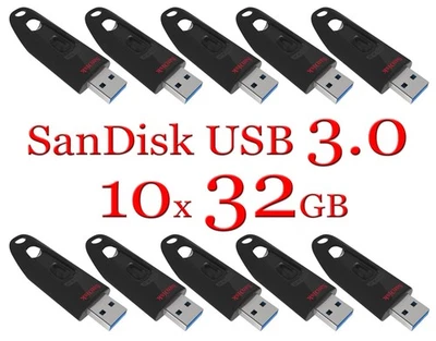 SanDisk 32GB LOTE 10x unidad flash ULTRA USB 3.0 SDCZ48-032G 32 GB leer 100 MB/s R Foto 1 de 4