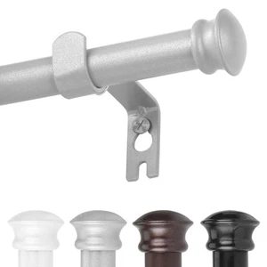 Silver Window Curtain Rods 30 to 60 Inches, Decorative 5/8 Inch Diameter Sing... - Picture 1 of 6