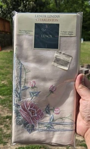 Juego de 4 servilletas Charleston de lino Lenox rosa floral bordadas RARO DIFÍCIL DE ENCONTRAR de colección - Imagen 1 de 10