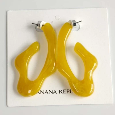 Banana Republic Resin Statement Hoop Earrings Women Party Vacation Jewelry Gift - Image 1 of 4