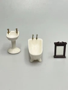 Vintage Made In Japan Shackman Porcelain Bathroom Set 1:12 Dollhouse So Cute! - Picture 1 of 23