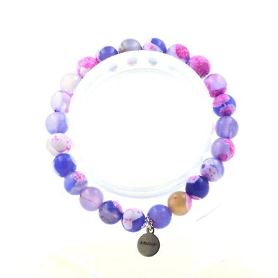 Steine Und Mineralien. Armband Perlen Achat Drachenadern Fuchsia Und Blau 8 M - Bild 1 von 4