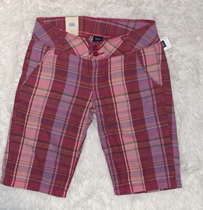 NWT GAP KIDS GIRLS 8 BERMUDA SHORTS PLAID PINK PURPLE ADJUSTABLE WAIST 8 REGULAR - Picture 1 of 3