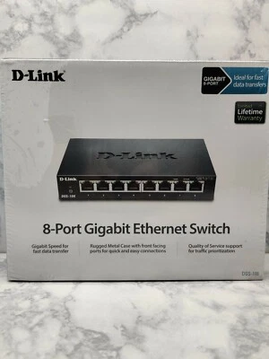 D-Link DGS-108 Unmanaged 8-Port Gigabit Ethernet Switch NEW SEALED  - Image 1 of 4