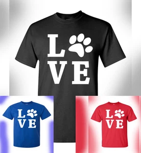 Peace Love Dog Cat Animal Lover T-Shirt PETA Love Rescue Rights Pet Adopt - Imagen 1 de 4
