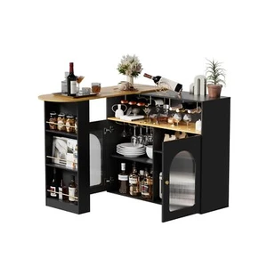 Ausziehbarer Bartisch,Liquor Bistrotisch mit Regal Weinregal Halter Bistrotisch - Bild 1 von 8