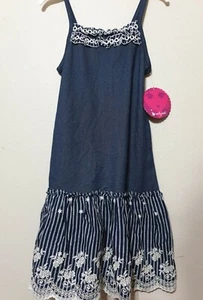 Emily West Sundress Embroidered Scalloped Hem Spaghetti Straps Girls Size 10  - Picture 1 of 15