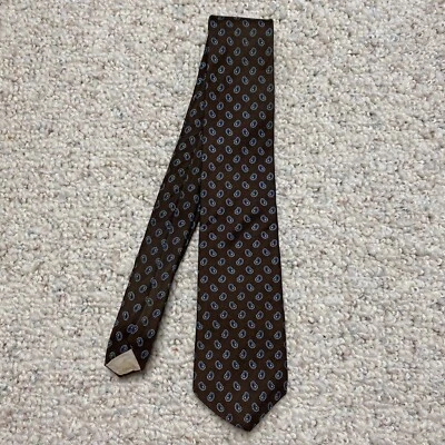 Corbata Hardy Amies Para Hombre Talla Única Marrón Azul Paisley Lunares Talla Estándar DE COLECCIÓN Foto 1 de 4
