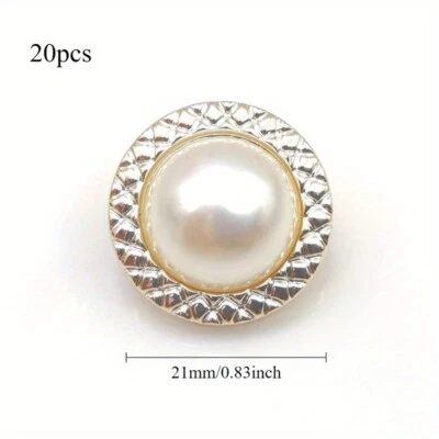 20pcs Faux Pearl Shank Buttons Round Plastic DIY Sewing Elegant 17.5/21/25mm - Image 1 of 4