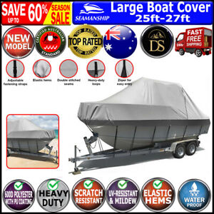 25ft-27ft Large Boat Cover With Straps Waterproof UV Resistant Trailerable Zip
