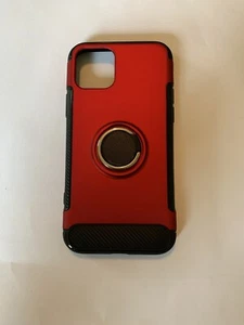 Red Metallic Ring Case With Screen Protector For Iphone 11 Pro - Picture 1 of 9