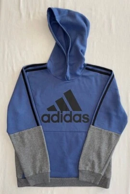 Adidas Youth Pullover Fleece Hoodie Size: Large(14/16) Blue/Heather Grey. - Image 1 of 4
