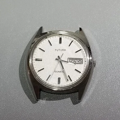 Futura Men's Wrist Watch Silver Case Silver Dial Day Date Quartz Analog 36mm - Image 1 of 4