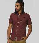 D555 Mens BurgundyShort Sleeve Shirt With All Over Micro Print (DUNSTABLE)