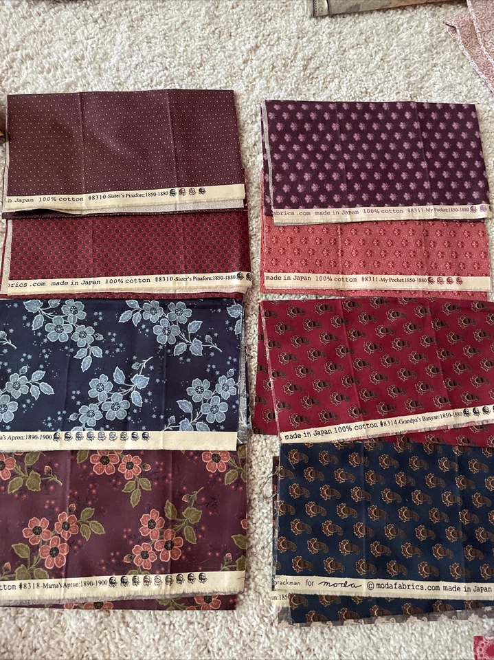 Moda 8 fat quarters Mamas Apron Sisters Pinafore Grandpas Banyan My Pockets - Image 1 of 1