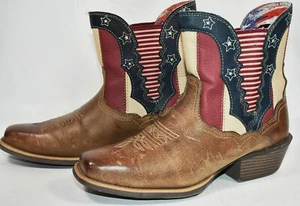 Justin Boots Chellie Patriot Leather Western Cowgirl Short Boots Womens Sz 9 B - Picture 1 of 4