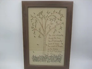 Cuadro primitivo cosido enmarcado árbol de 18,5" x 12,5 con refrán - Imagen 1 de 15