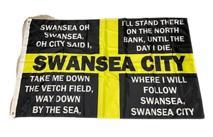 Swansea City Flag 5ft by 3ft - Shirt Scarf Badge Poster Stickers - Picture 1 of 1