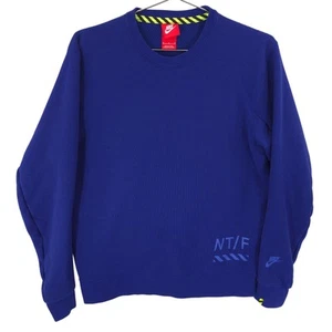 Nike Sweatshirt Herren M blau Leichtathletik Rundhals Reißverschlusstasche hinten belüftet - Bild 1 von 16