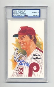 STEVE CARLTON SUPERB GEM MINT 10 PSA/DNA HANDSIGNIERTE PEREZ STEELE POSTKARTE - Bild 1 von 1