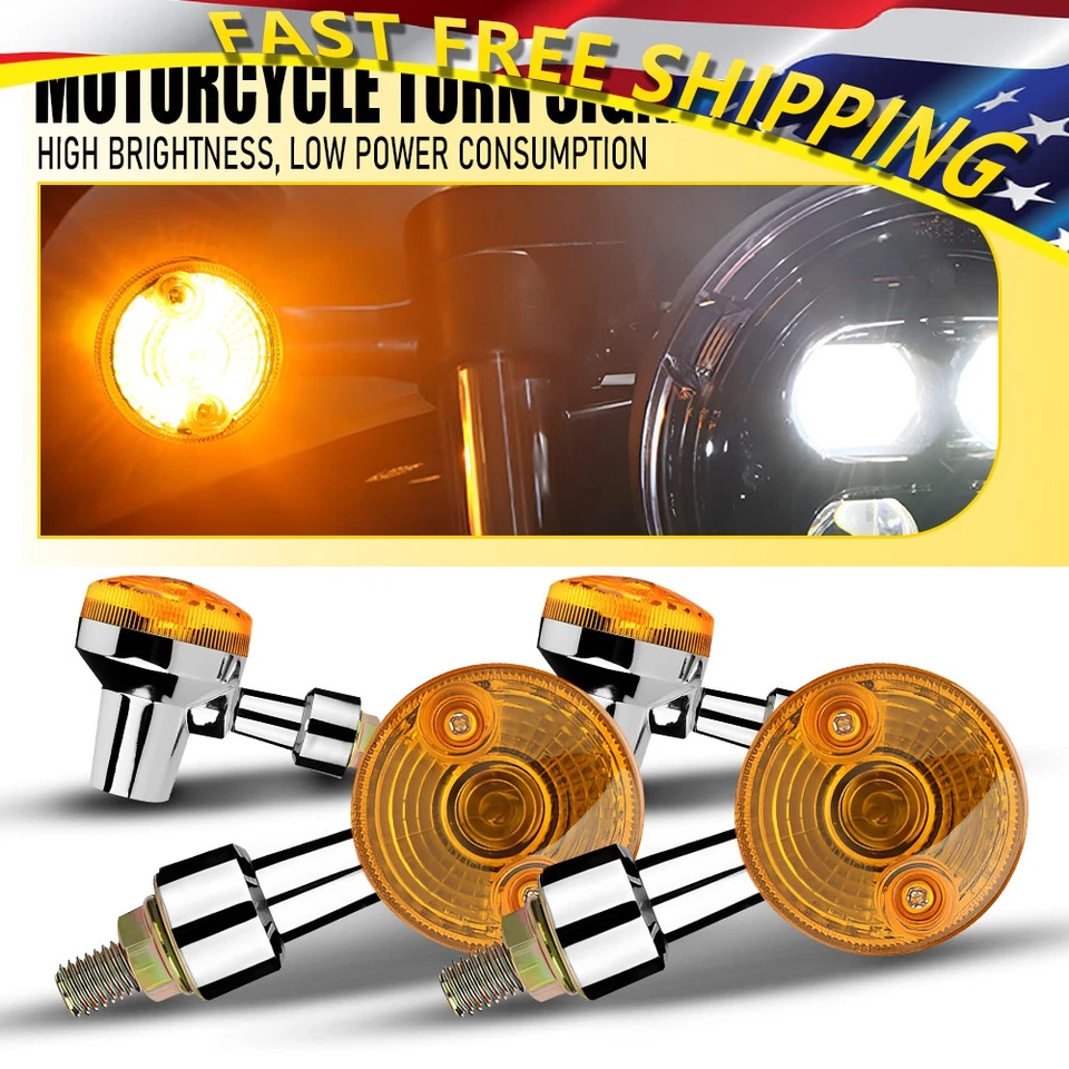 Señal de giro cromada para motocicleta ámbar Yamaha Kawasaki Honda luces intermitentes 4 piezas Foto 1 de 4