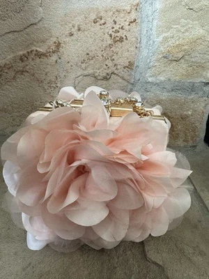 Bolso sin asas Badgley Mischka con asa joya color rosa peonía flor noche Foto 1 de 4