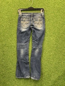 Miss Me Jeans Girls 12 Boot Cut Bling Cross Distressed Embellished JP5046B12 - Picture 1 of 12