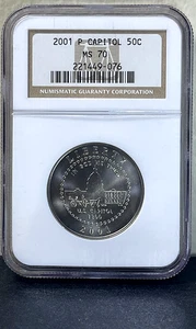 2001 P CAPITOL VISITOR CENTER COMMEMORATIVE HALF DOLLAR NGC MS70 - Picture 1 of 2