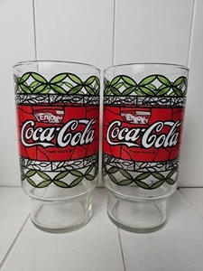 Schöne Coca Cola GROß 7" Glas Rot Klar Sockel Boden Cola Buntglas Lot 2 - Bild 1 von 4