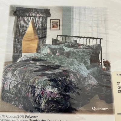 JCP JC Penney Home Collection 1997 Vintage Negro/Multi Blusa Cenefa Quantum Foto 1 de 4