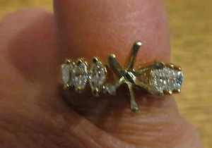 Nuevo Anillo de Compromiso Antiguo Stock 14kt Montaje 6 Diamantes Marquesa .33 quilates - Imagen 1 de 3