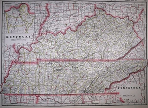 Old Lg (17"x23") 1889 Cram's Atlas Railroad & County Map ~ KENTUCKY - TENNESSEE - Picture 1 of 4
