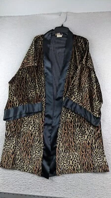 California Dynasty Leopard Kimono Robe Velvet Nighty Lounge Size Large MADE USA - Image 1 of 4