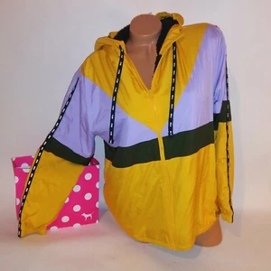 Victoria Secret PINK Jacket Sherpa Lined XS Small XS/S Yellow Purple Hooded New - Picture 1 of 5
