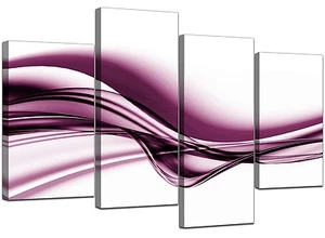 Large Modern Plum Canvas Wall Art Pictures 130cm Wide Prints Set 4032 - Picture 1 of 9